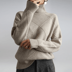 Sweter Damski z Golfem | Dopasowany Krój z Prążkowaną Dzianin - Arkadya Outlet - Sweaters