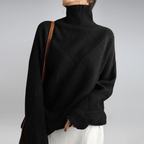 Sweter Damski z Golfem | Dopasowany Krój z Prążkowaną Dzianin - Arkadya Outlet - Sweaters