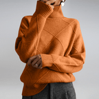 Sweter Damski z Golfem | Dopasowany Krój z Prążkowaną Dzianin - Arkadya Outlet - Sweaters