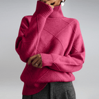 Sweter Damski z Golfem | Dopasowany Krój z Prążkowaną Dzianin - Arkadya Outlet - Sweaters