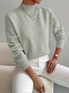 Sweter Damski z Golfem | Luźny Krój z Opuszczonymi Ramionami - Arkadya Outlet - Sweaters