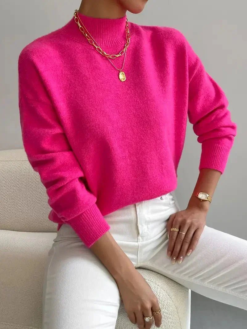 Sweter Damski z Golfem | Luźny Krój z Opuszczonymi Ramionami - Arkadya Outlet - Sweaters