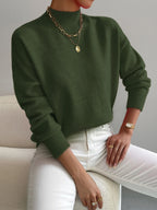 Sweter Damski z Golfem | Luźny Krój z Opuszczonymi Ramionami - Arkadya Outlet - Sweaters
