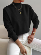 Sweter Damski z Golfem | Luźny Krój z Opuszczonymi Ramionami - Arkadya Outlet - Sweaters