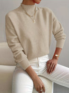 Sweter Damski z Golfem | Luźny Krój z Opuszczonymi Ramionami - Arkadya Outlet - Sweaters