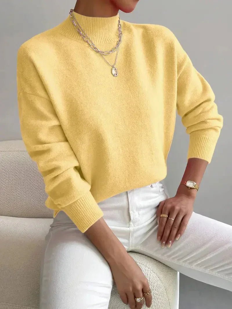 Sweter Damski z Golfem | Luźny Krój z Opuszczonymi Ramionami - Arkadya Outlet - Sweaters