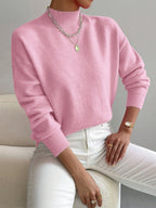 Sweter Damski z Golfem | Luźny Krój z Opuszczonymi Ramionami - Arkadya Outlet - Sweaters