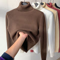 Sweter Damski z Golfem | Regularny Krój z Długim Rękawem - Arkadya Outlet - Sweaters