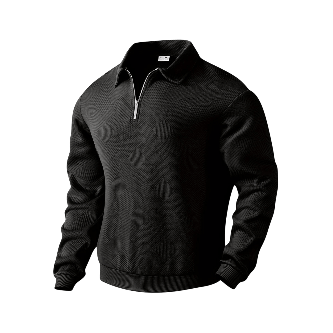 Sweter męski 1/4 zamek luźny krój długi rękaw dzianina - Arkadya Outlet - Men Sweater