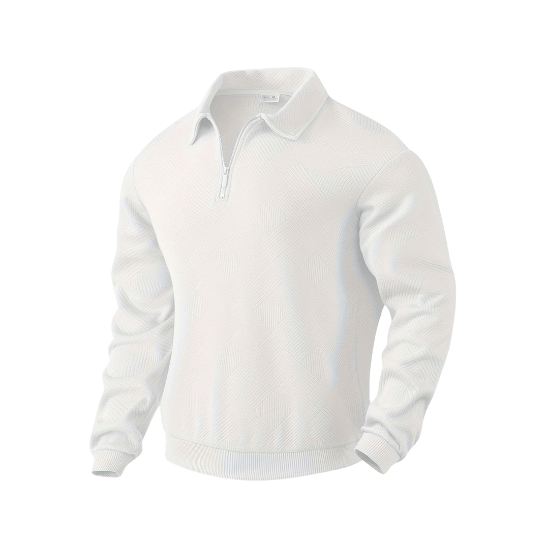 Sweter męski 1/4 zamek luźny krój długi rękaw dzianina - Arkadya Outlet - Men Sweater