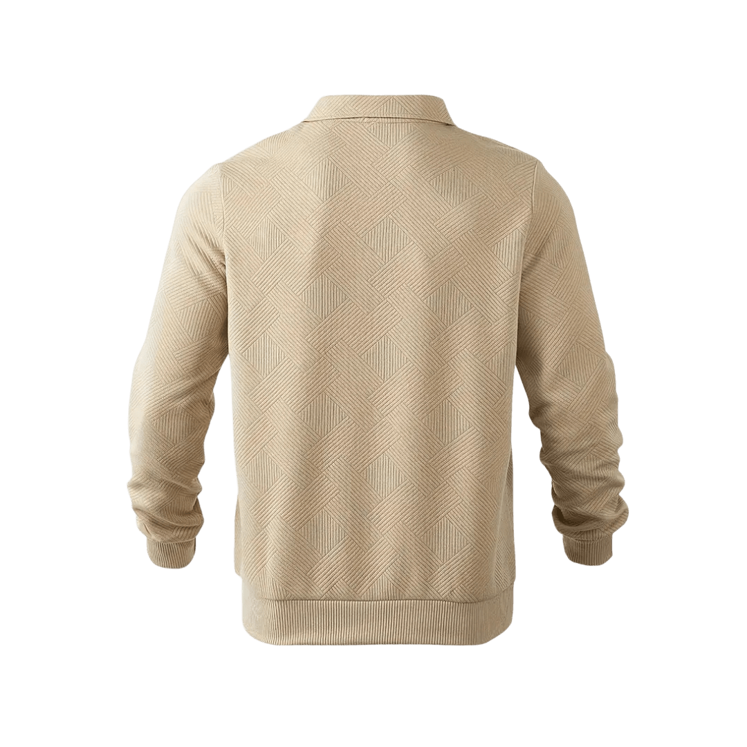Sweter męski 1/4 zamek luźny krój długi rękaw dzianina - Arkadya Outlet - Men Sweater