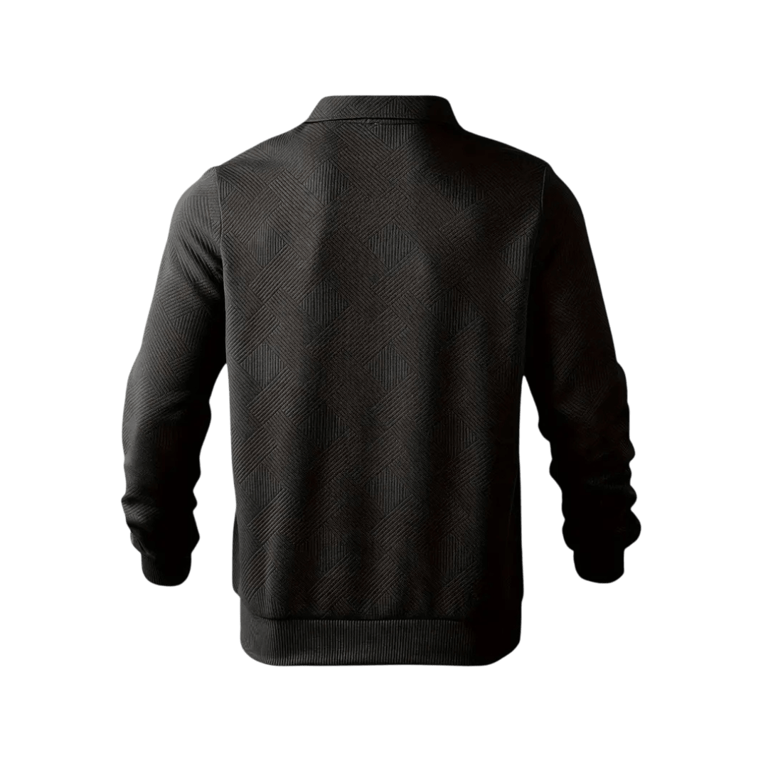 Sweter męski 1/4 zamek luźny krój długi rękaw dzianina - Arkadya Outlet - Men Sweater