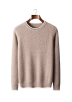 Sweter męski dekolt okrągły prążkowana dzianina standardowy krój - Arkadya Outlet - Men Sweater