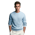 Sweter męski dekolt okrągły prążkowana dzianina standardowy krój - Arkadya Outlet - Men Sweater