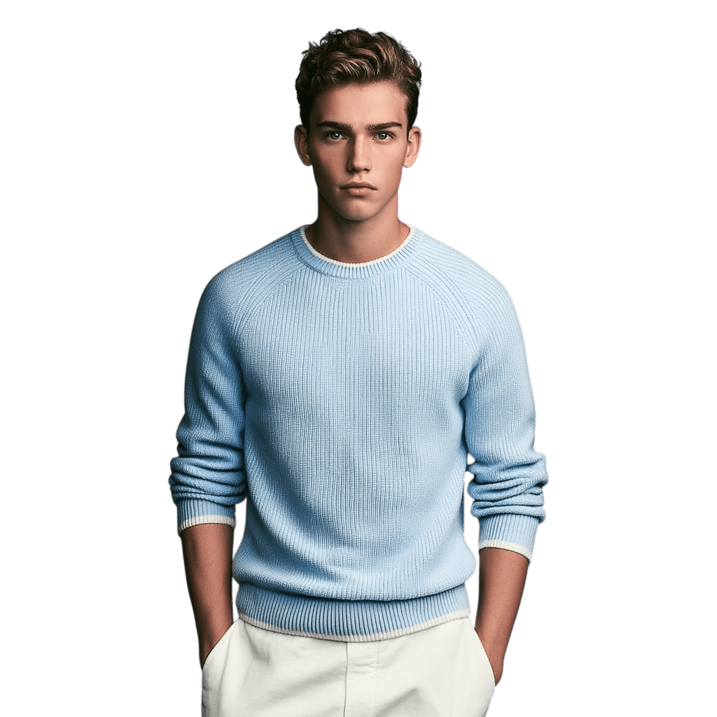 Sweter męski dekolt okrągły prążkowana dzianina standardowy krój - Arkadya Outlet - Men Sweater