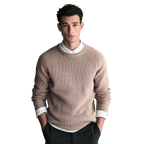 Sweter męski dekolt okrągły prążkowana dzianina standardowy krój - Arkadya Outlet - Men Sweater