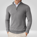 Sweter Męski | Dopasowany Krój z Zamkiem Ćwierć i Stójką - Arkadya Outlet - Sweaters