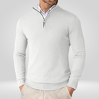 Sweter Męski | Dopasowany Krój z Zamkiem Ćwierć i Stójką - Arkadya Outlet - Sweaters