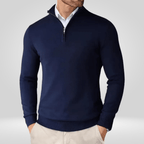 Sweter Męski | Dopasowany Krój z Zamkiem Ćwierć i Stójką - Arkadya Outlet - Sweaters