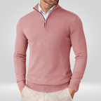 Sweter Męski | Dopasowany Krój z Zamkiem Ćwierć i Stójką - Arkadya Outlet - Sweaters
