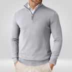 Sweter Męski | Dopasowany Krój z Zamkiem Ćwierć i Stójką - Arkadya Outlet - Sweaters
