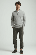 Sweter Męski | Dopasowany Krój z Zamkiem Ćwierć i Stójką - Arkadya Outlet - Sweaters