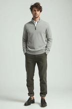 Sweter Męski | Dopasowany Krój z Zamkiem Ćwierć i Stójką - Arkadya Outlet - Sweaters