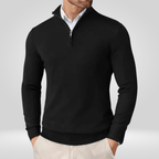 Sweter Męski | Dopasowany Krój z Zamkiem Ćwierć i Stójką - Arkadya Outlet - Sweaters