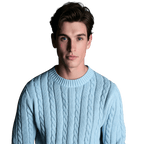 Sweter męski dzianinowy dekolt okrągły długi rękaw regularny krój - Arkadya Outlet - Men Sweater