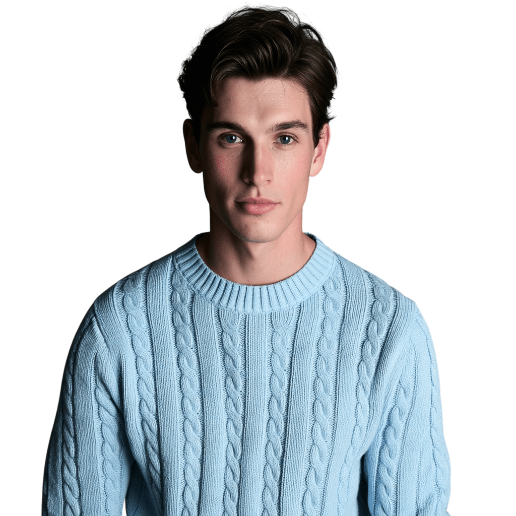 Sweter męski dzianinowy dekolt okrągły długi rękaw regularny krój - Arkadya Outlet - Men Sweater