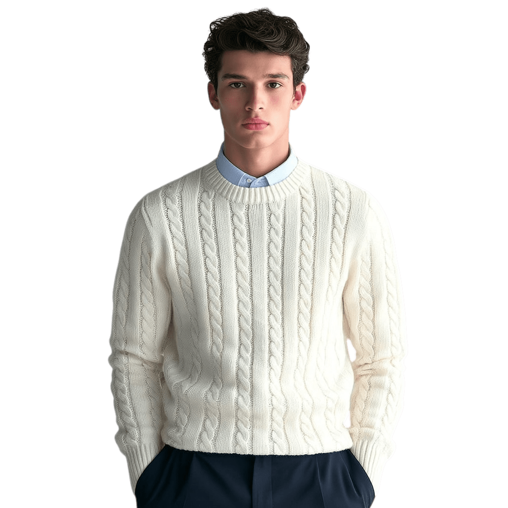 Sweter męski dzianinowy dekolt okrągły długi rękaw regularny krój - Arkadya Outlet - Men Sweater