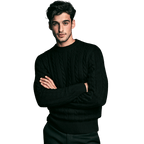 Sweter męski dzianinowy dekolt okrągły długi rękaw regularny krój - Arkadya Outlet - Men Sweater