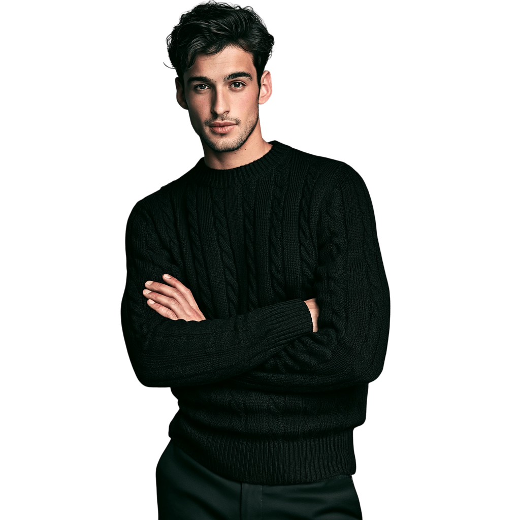 Sweter męski dzianinowy dekolt okrągły długi rękaw regularny krój - Arkadya Outlet - Men Sweater