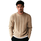 Sweter męski dzianinowy dekolt okrągły długi rękaw regularny krój - Arkadya Outlet - Men Sweater