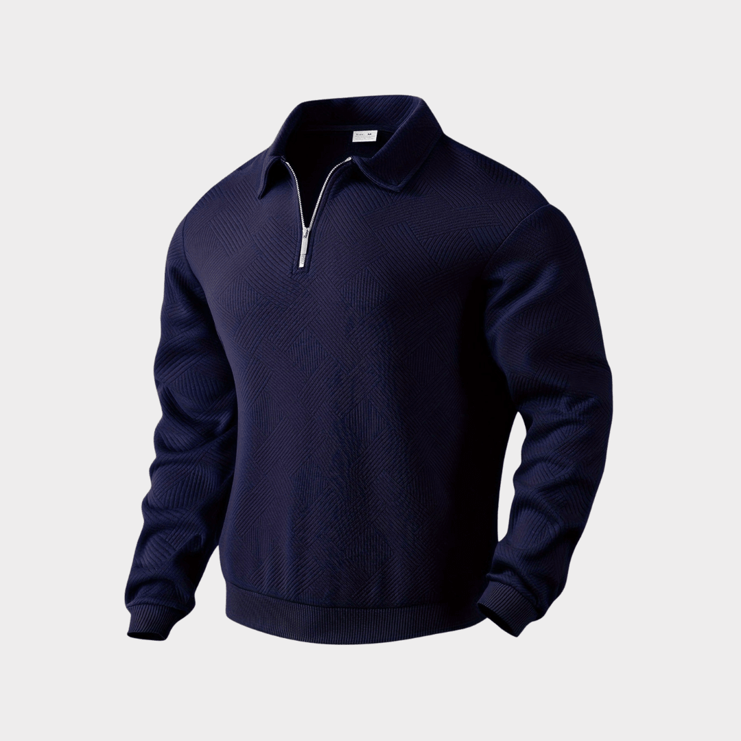 Sweter Męski | Geometryczny Wzór i Zamek przy Golfie - Arkadya Outlet - Sweaters