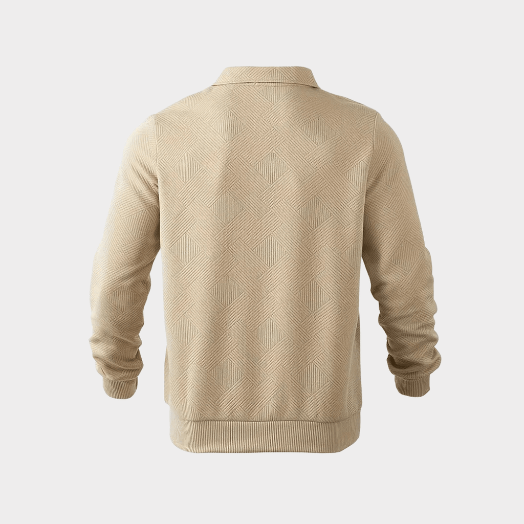 Sweter Męski | Geometryczny Wzór i Zamek przy Golfie - Arkadya Outlet - Sweaters