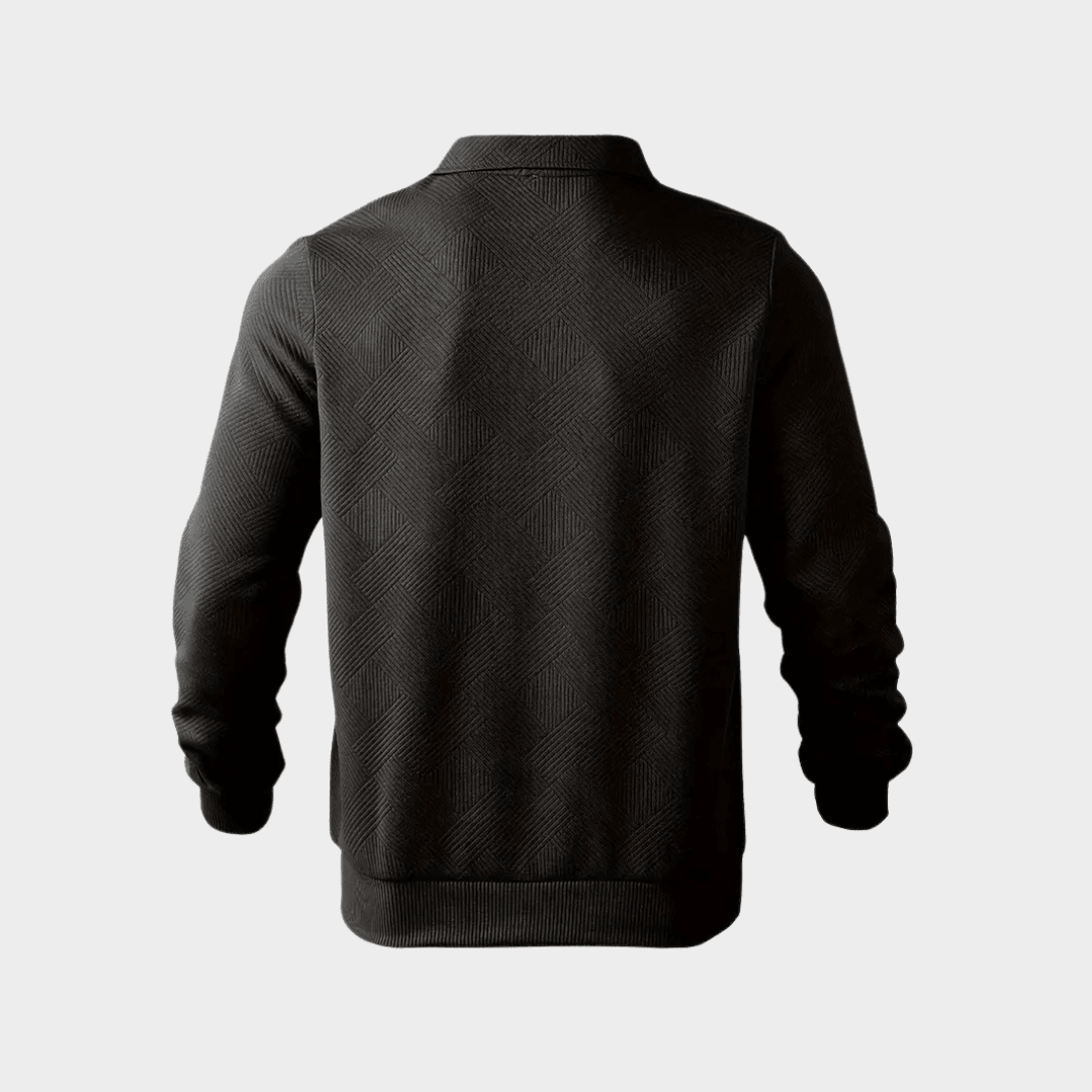 Sweter Męski | Geometryczny Wzór i Zamek przy Golfie - Arkadya Outlet - Sweaters