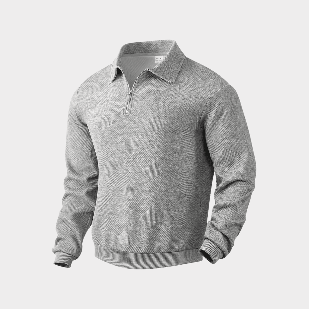 Sweter Męski | Geometryczny Wzór i Zamek przy Golfie - Arkadya Outlet - Sweaters