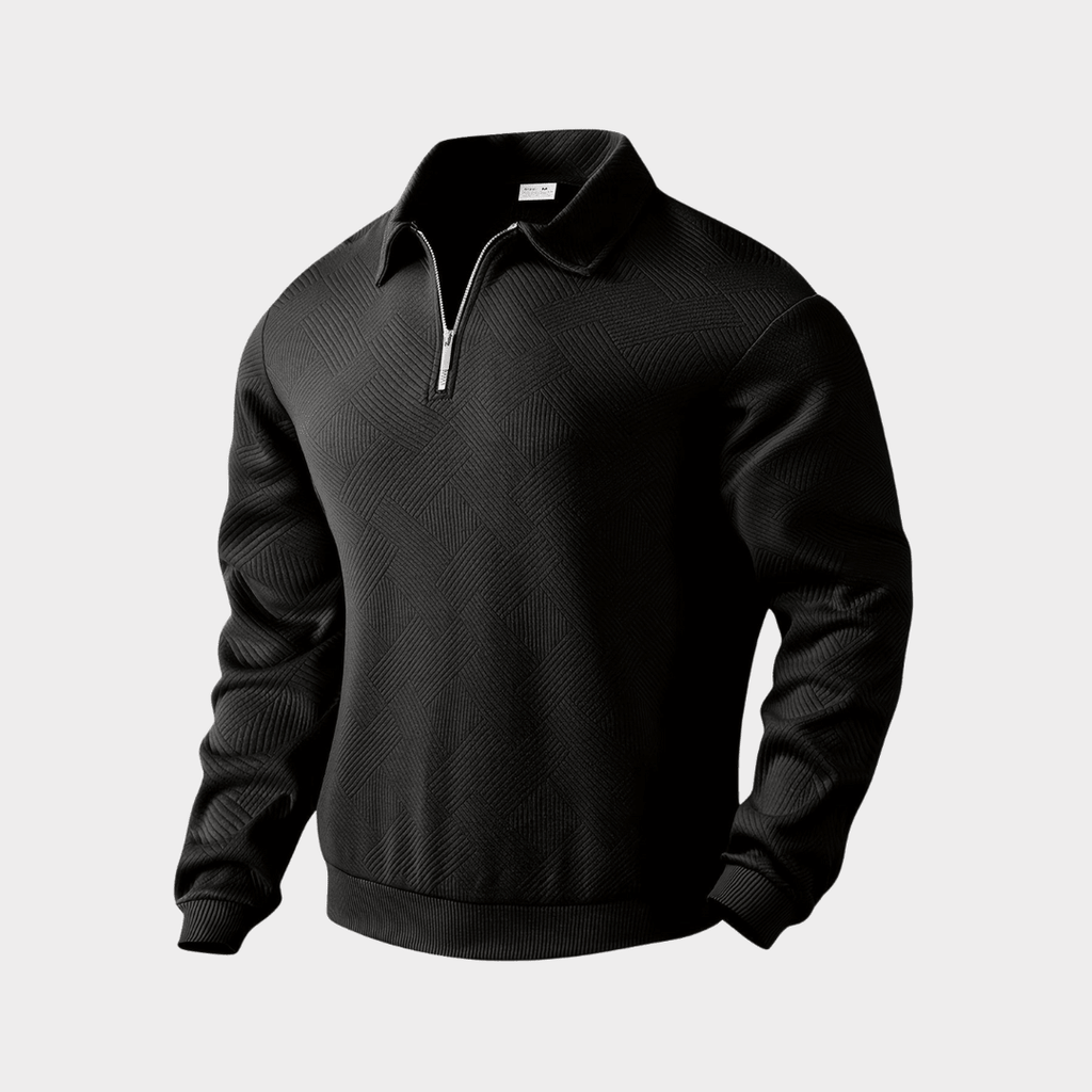 Sweter Męski | Geometryczny Wzór i Zamek przy Golfie - Arkadya Outlet - Sweaters