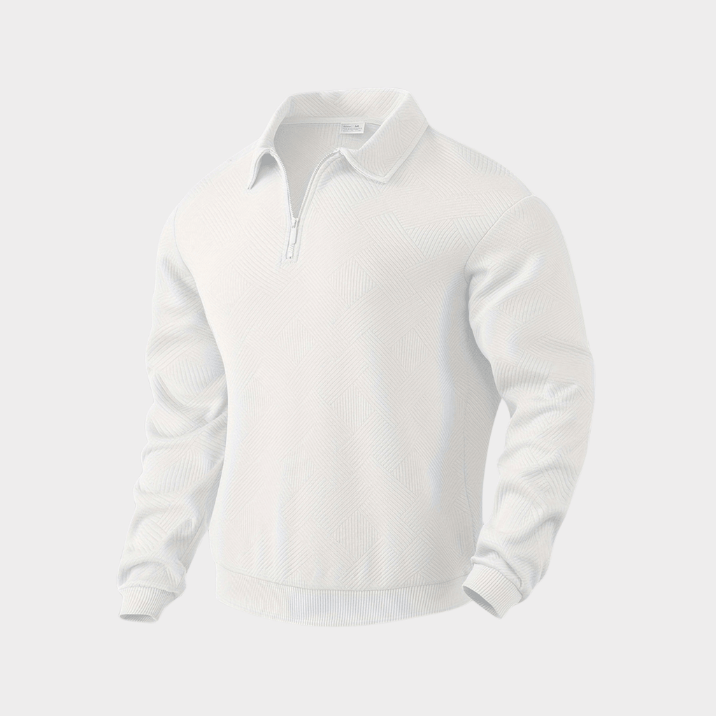 Sweter Męski | Geometryczny Wzór i Zamek przy Golfie - Arkadya Outlet - Sweaters