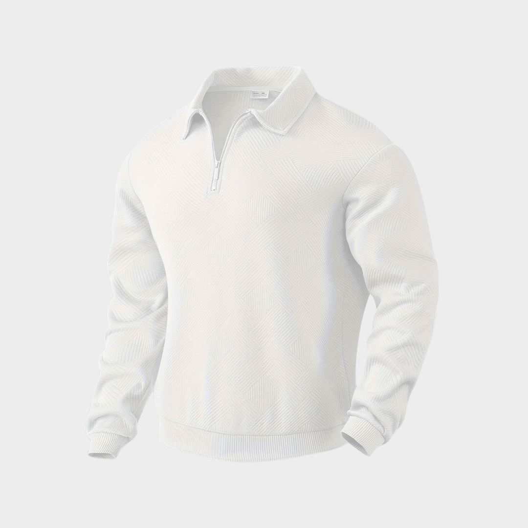 Sweter Męski | Geometryczny Wzór i Zamek przy Golfie - Arkadya Outlet - Sweaters