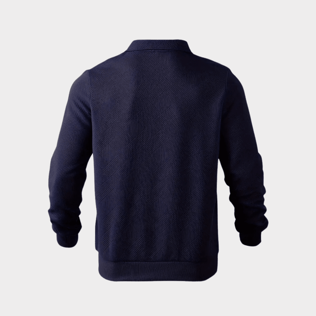Sweter Męski | Geometryczny Wzór i Zamek przy Golfie - Arkadya Outlet - Sweaters
