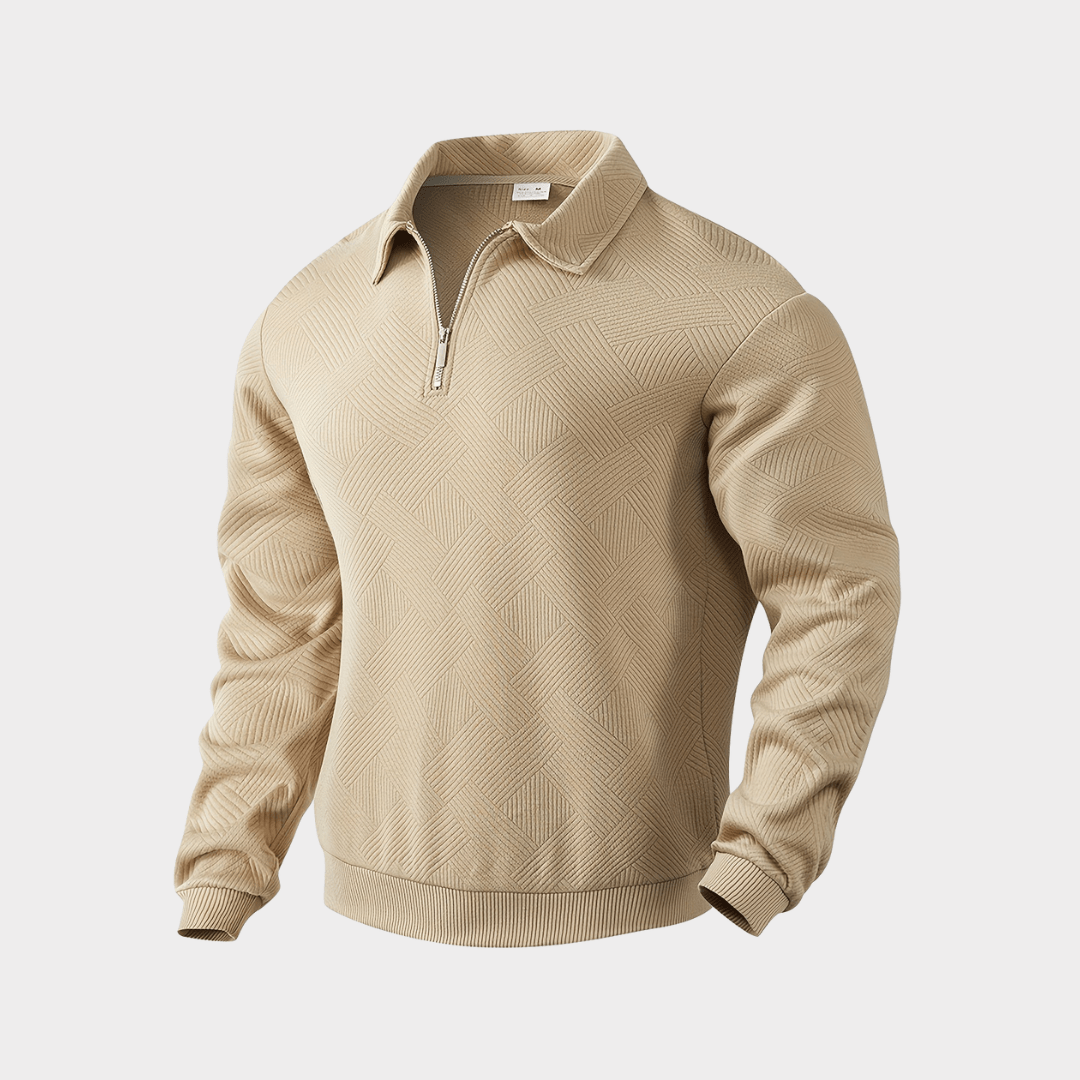 Sweter Męski | Geometryczny Wzór i Zamek przy Golfie - Arkadya Outlet - Sweaters