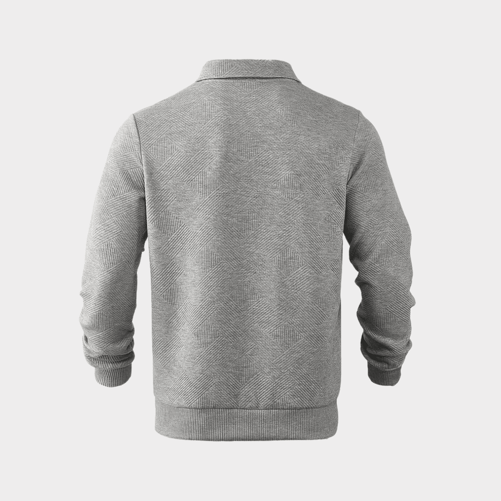 Sweter Męski | Geometryczny Wzór i Zamek przy Golfie - Arkadya Outlet - Sweaters