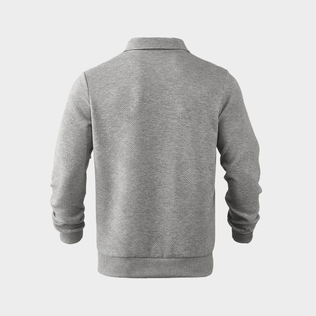 Sweter Męski | Geometryczny Wzór i Zamek przy Golfie - Arkadya Outlet - Sweaters