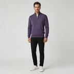 Sweter Męski | Golf z zamkiem błyskawicznym i dekoltem w serek - Arkadya Outlet - Sweaters