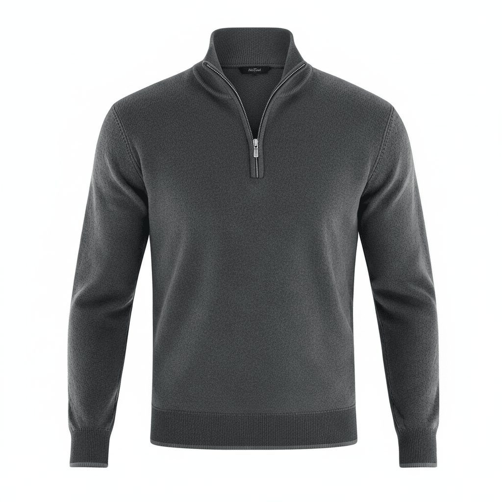 Sweter Męski | Golf z zamkiem błyskawicznym i dekoltem w serek - Arkadya Outlet - Sweaters