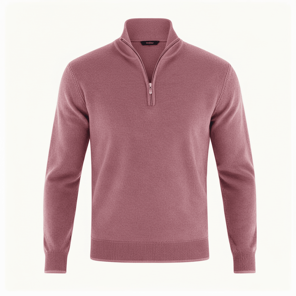 Sweter Męski | Golf z zamkiem błyskawicznym i dekoltem w serek - Arkadya Outlet - Sweaters