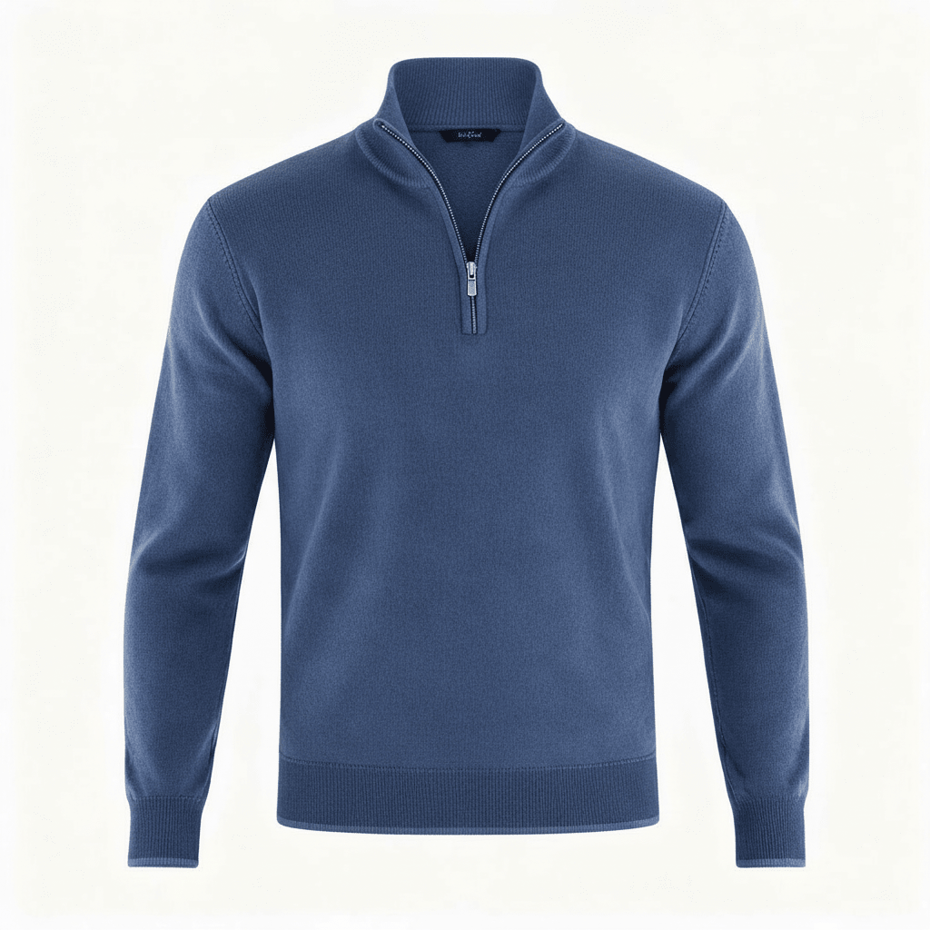 Sweter Męski | Golf z zamkiem błyskawicznym i dekoltem w serek - Arkadya Outlet - Sweaters
