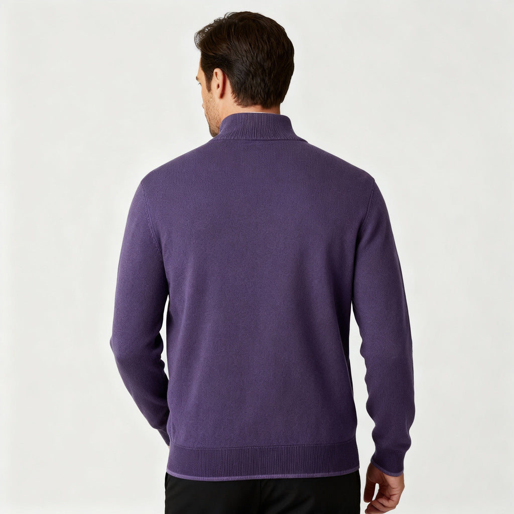 Sweter Męski | Golf z zamkiem błyskawicznym i dekoltem w serek - Arkadya Outlet - Sweaters